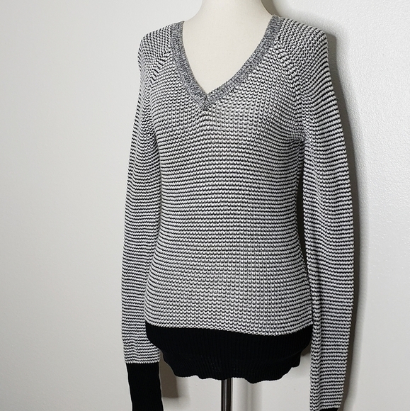 Calvin Klein Black White Striped Sweater Layer Spring Lightweight Designer Fall - Picture 7 of 11